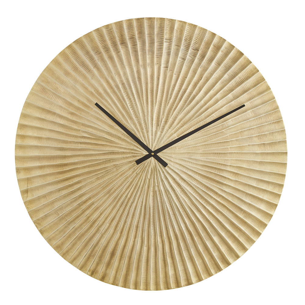 Horloge en fonte d'aluminium effet plissé doré D74 Horloge en fonte d'aluminium effet plissé doré D74