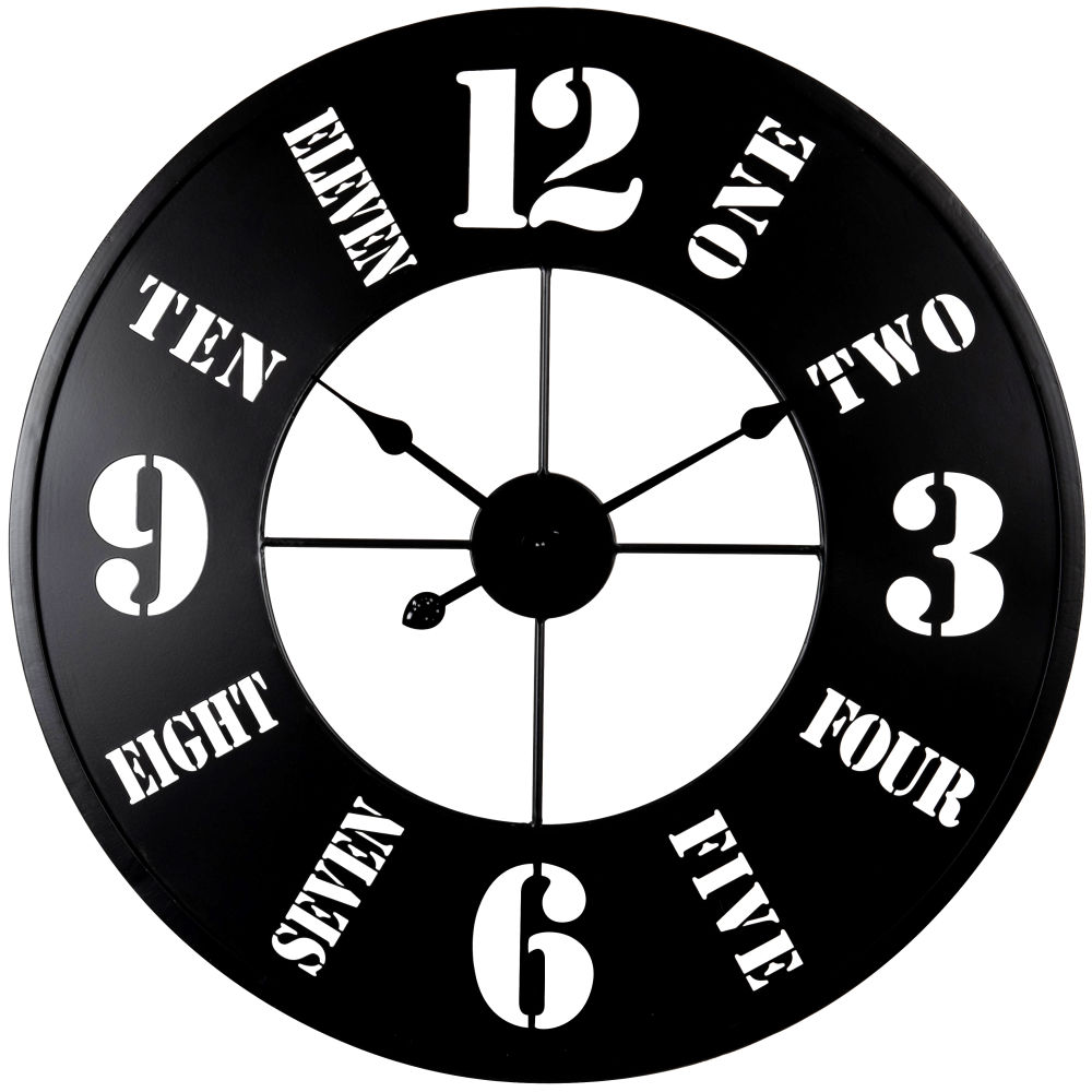 Horloge en métal noir et chiffre anglais D68