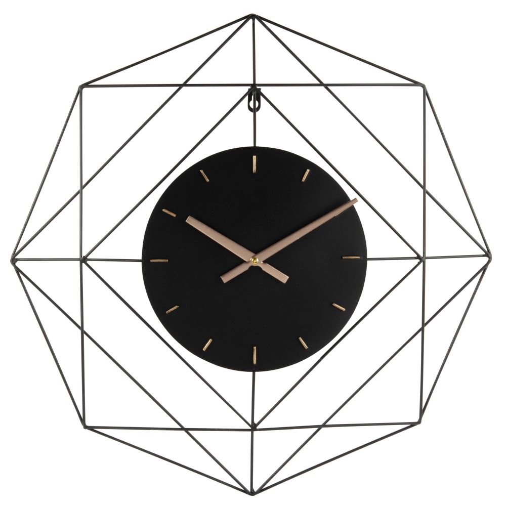Horloge filaire en métal noir 60x60
