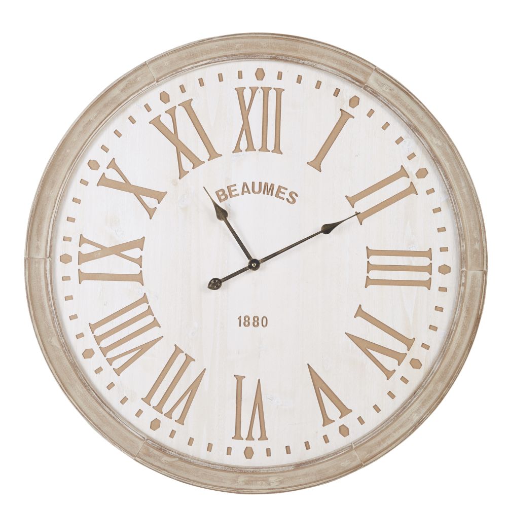 Horloge gravée blanche et beige D90