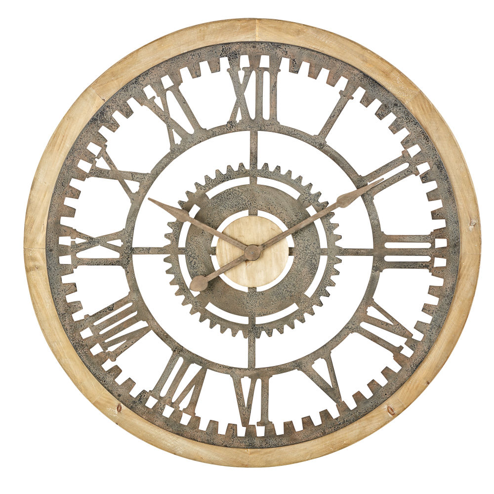 Horloge rouages en sapin et métal effet vieilli D100 Horloge rouages en sapin et métal effet vieilli D100