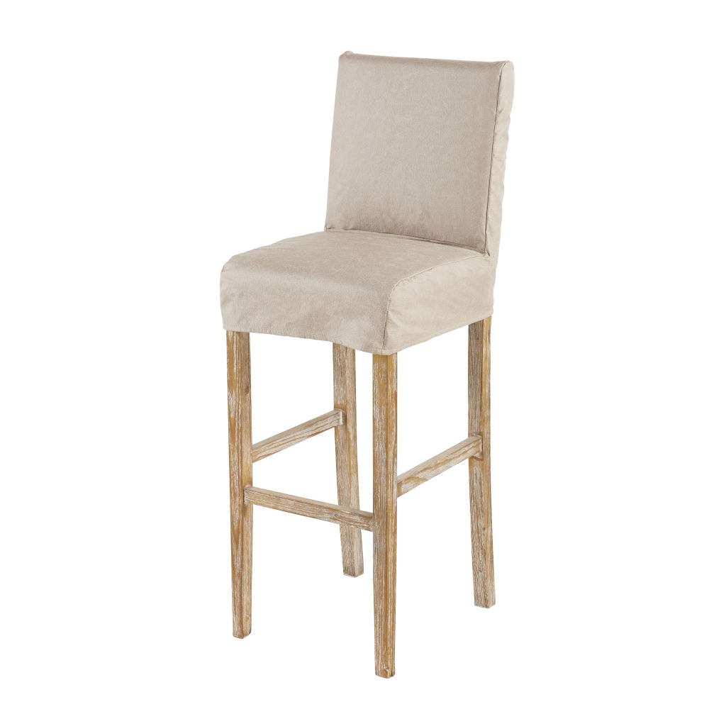 Housse de chaise de bar en suédine beige (photo) Housse de chaise de bar en suédine beige