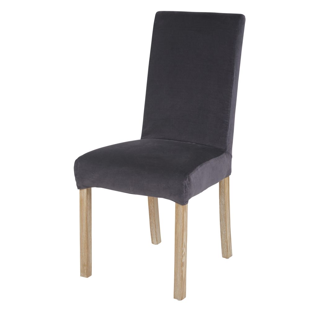 Housse de chaise en coton gris anthracite, OEKO-TEX®