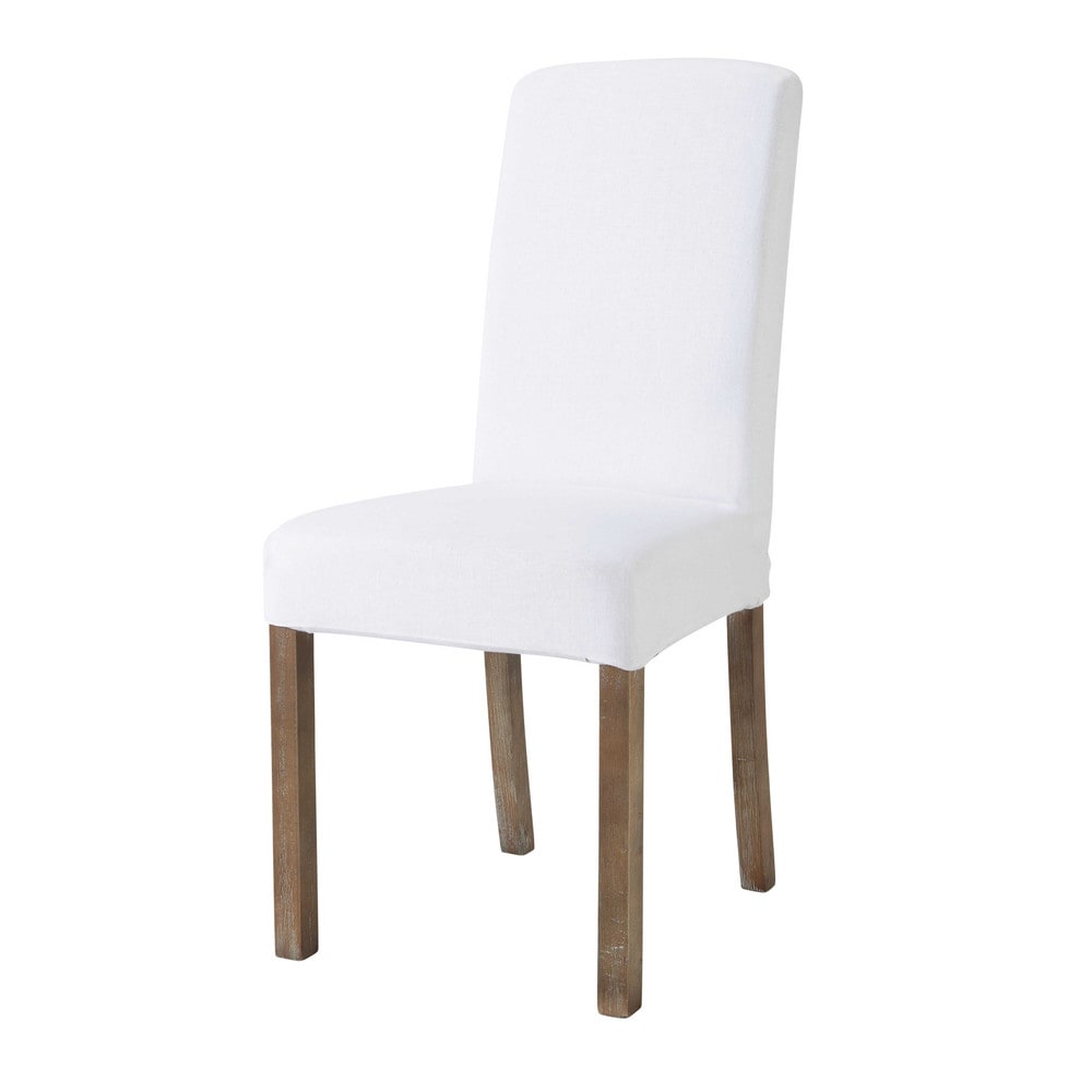 Housse de chaise en lin lavé blanche