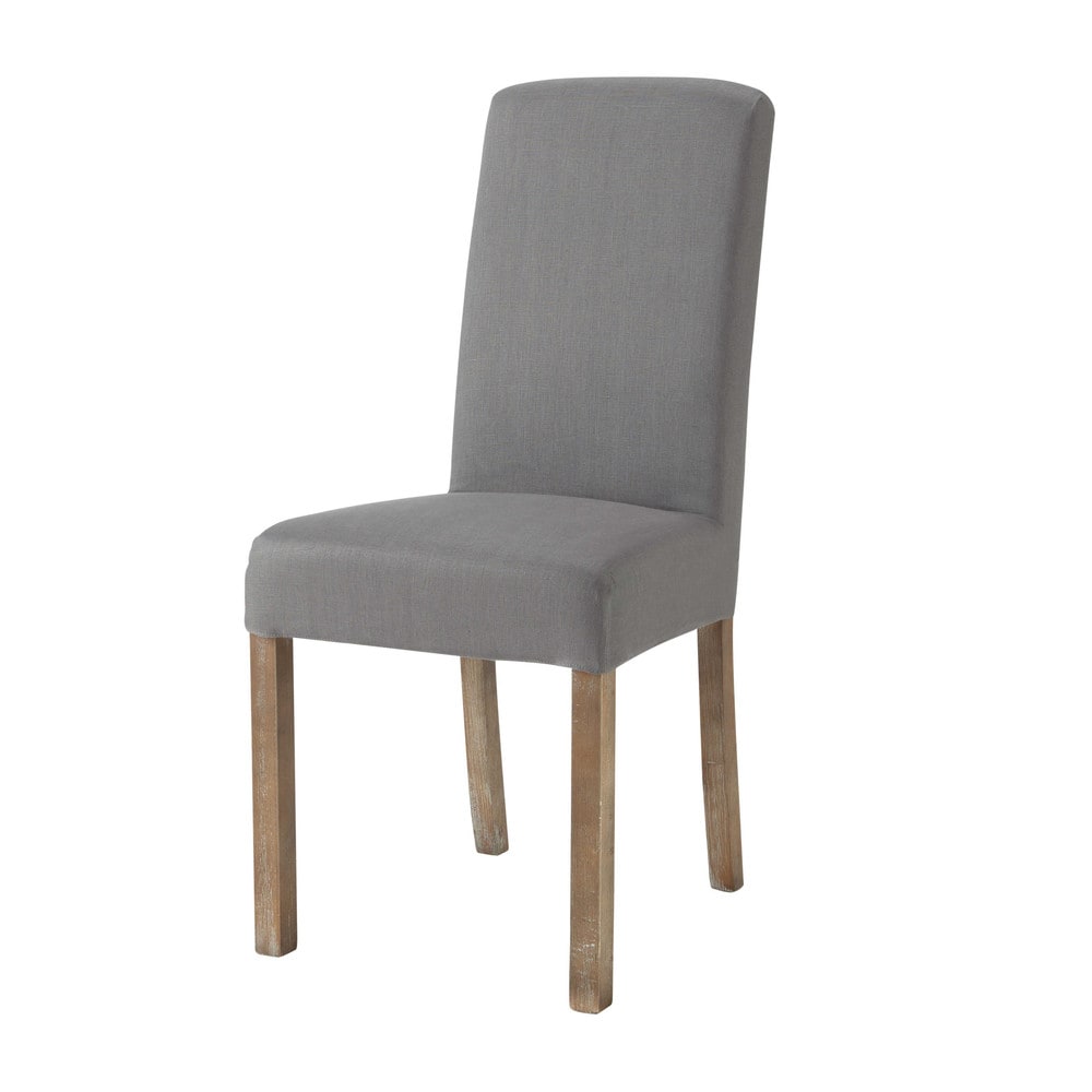 Housse de chaise en lin lavé grise, compatible chaise MARGAUX