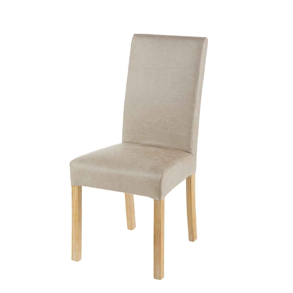 Housse de chaise en microsuède beige 41x70