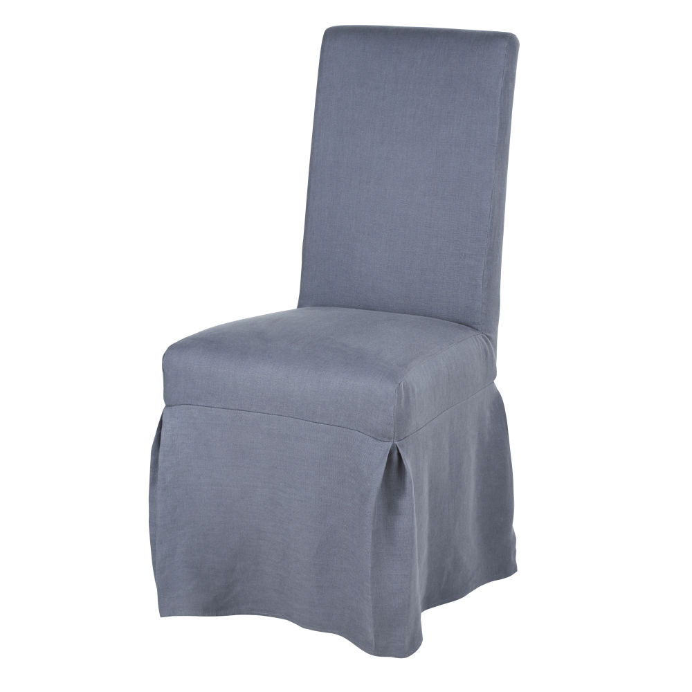 Housse de chaise longue en lin bleu gris, OEKO-TEX®