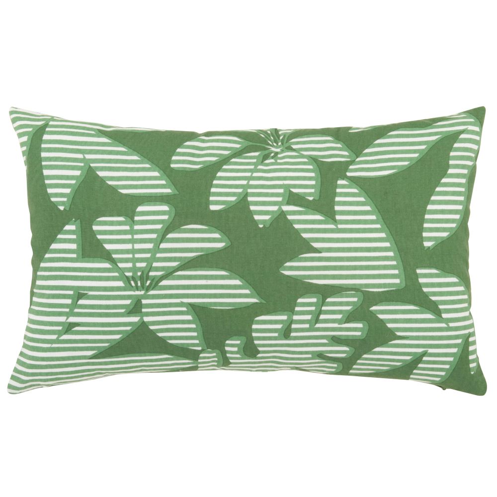 Housse de couette en coton fin motifs hibiscus verts et blancs, OEKO-TEX® 30x50