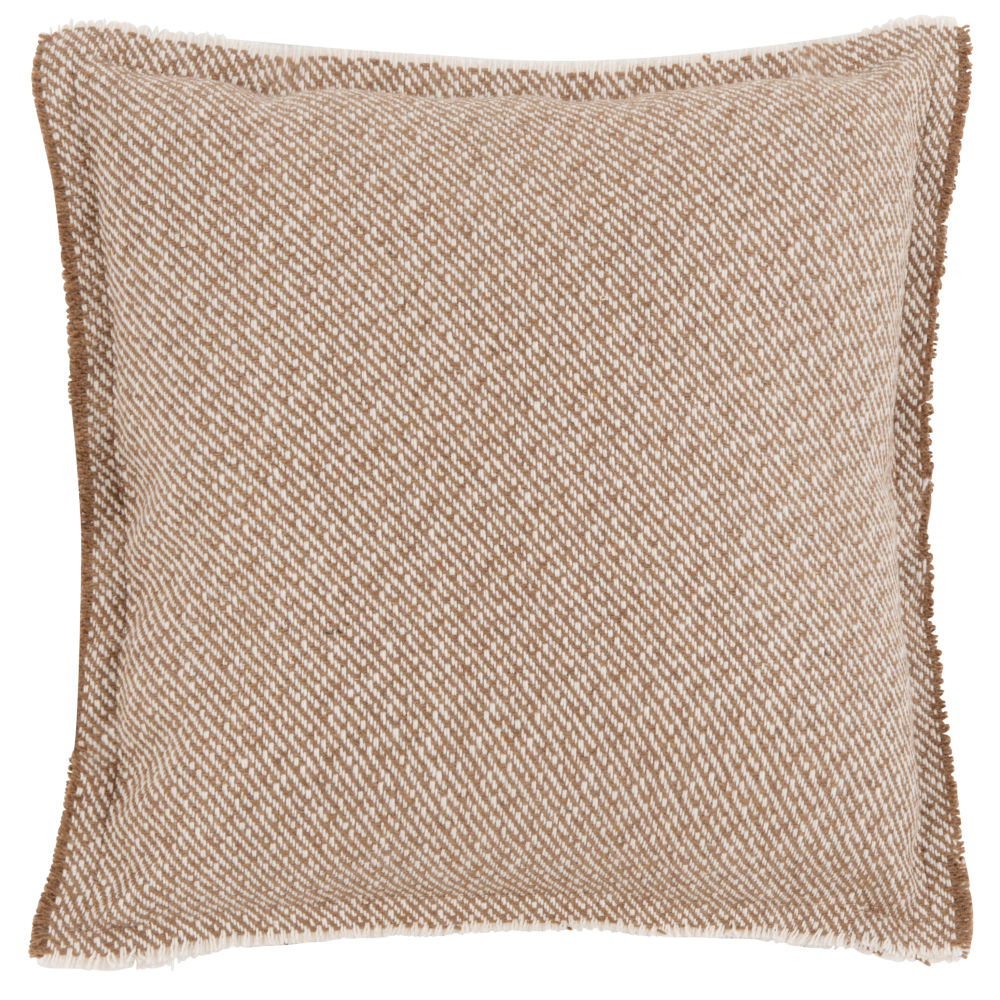 Housse de coussin à franges tissée écrue et beige 40x40 Housse de coussin à franges tissée écrue et beige 40x40