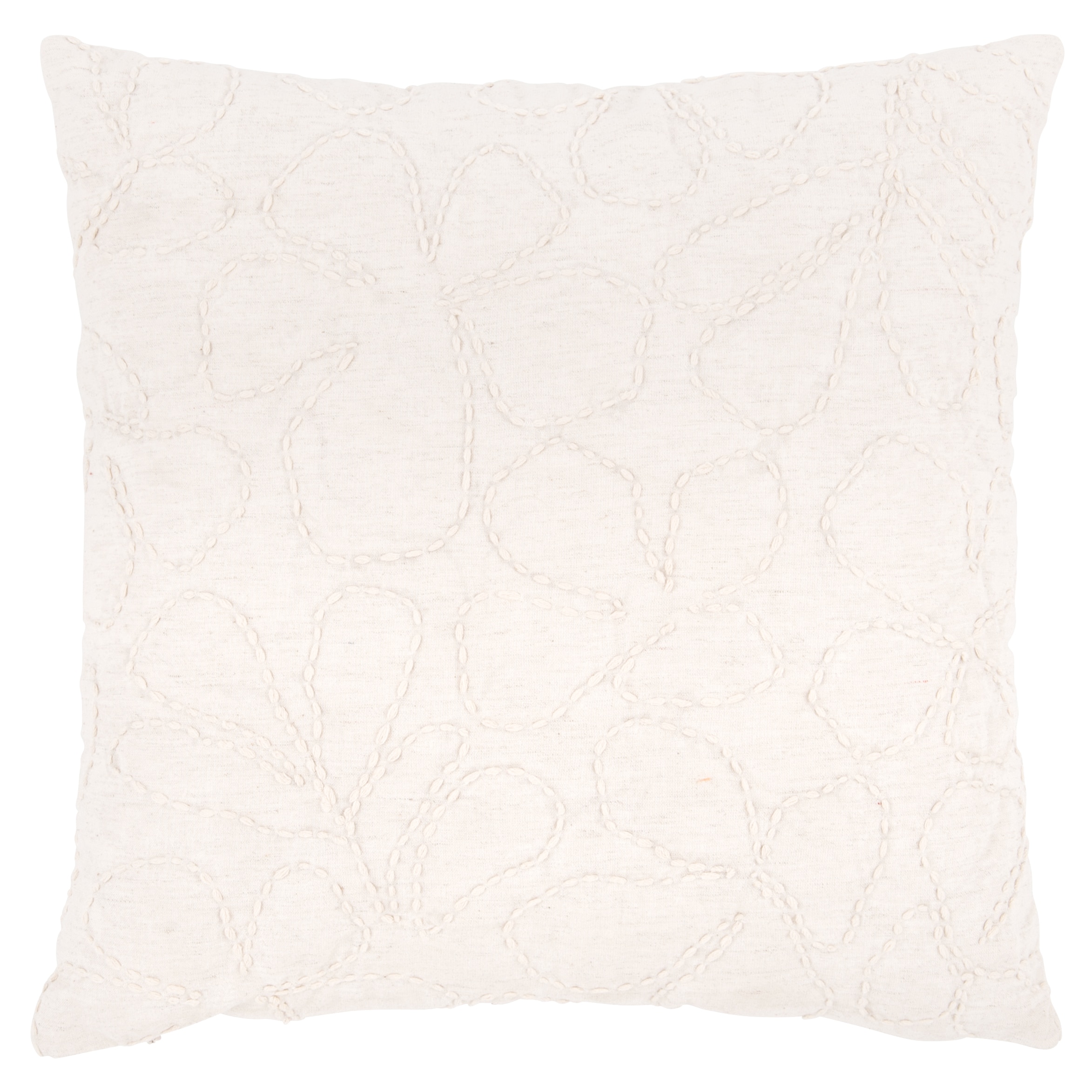 Housse de coussin blanc motif floral brodé 40x40