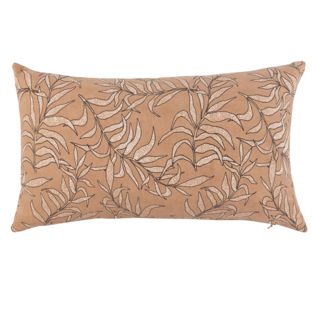 Housse de coussin en coton bio imprimé marron et écru 30x50