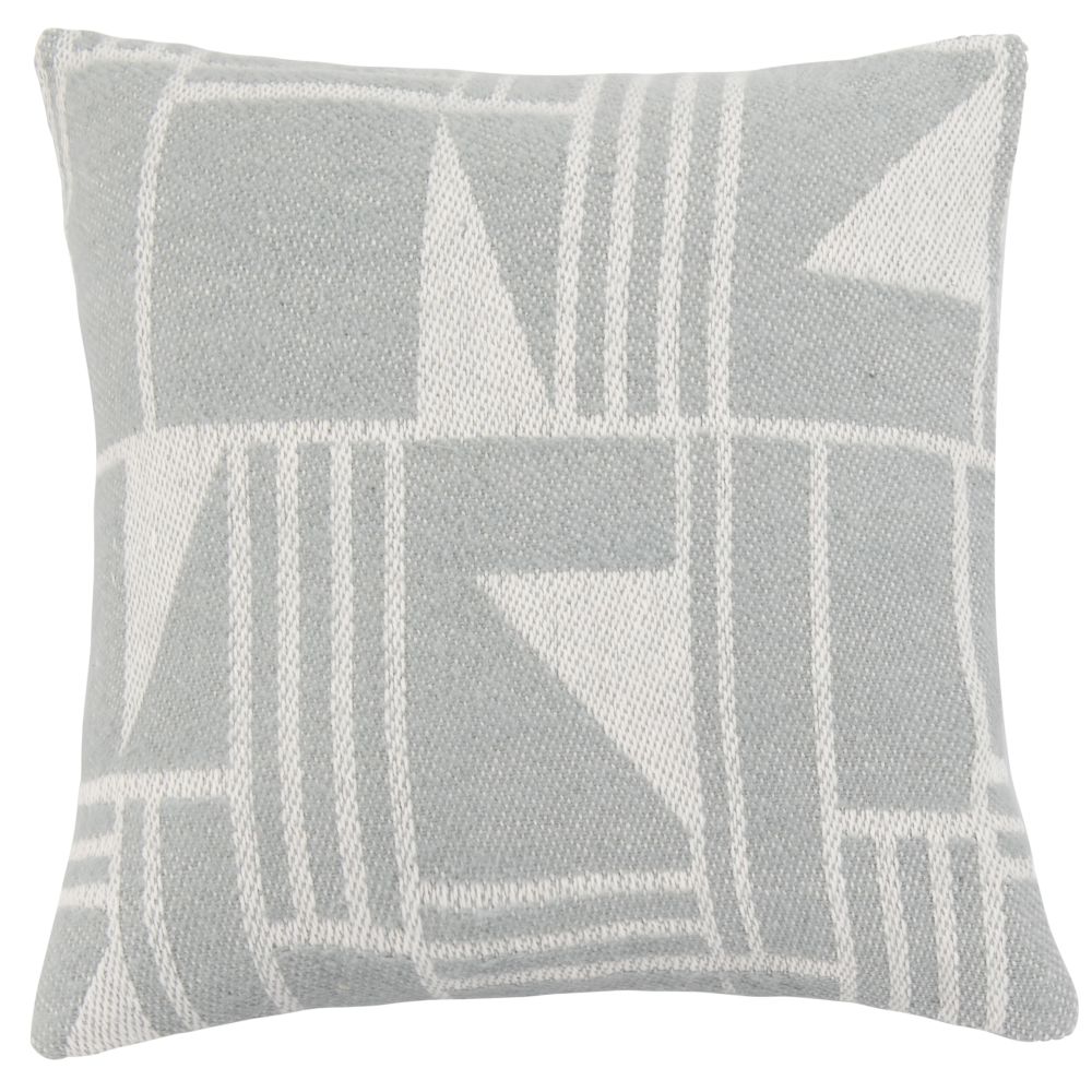 Housse de coussin en coton motifs géométriques écru et bleu 40x40 Housse de coussin en coton motifs géométriques écru et bleu 40x40