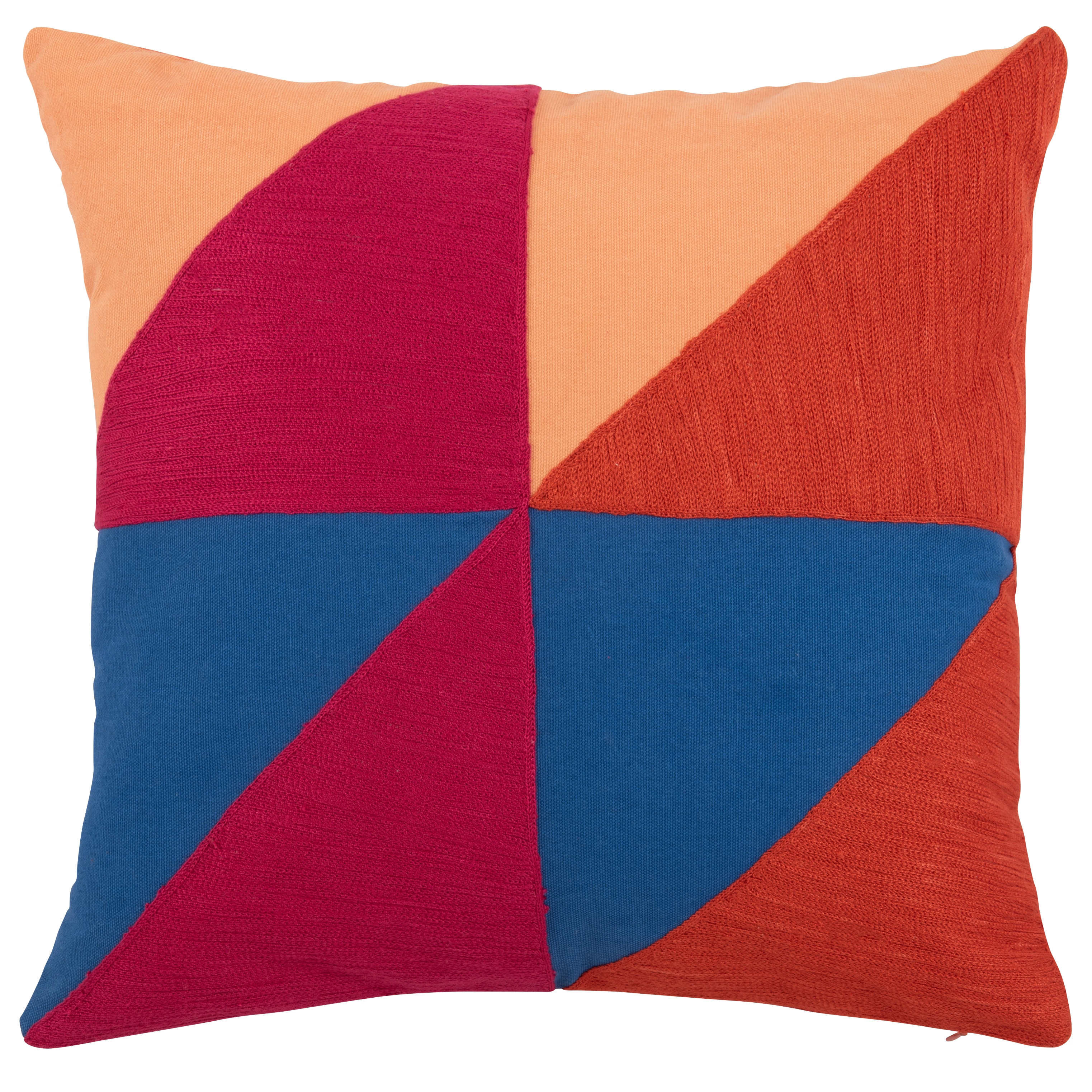 Housse de coussin en coton motifs géométriques tricolores 40x40