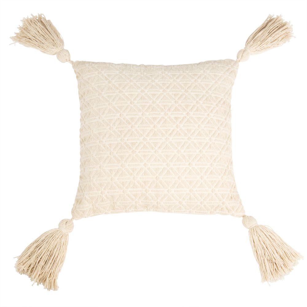 Housse de coussin en coton motifs graphiques écrus 40x40 Housse de coussin en coton motifs graphiques écrus 40x40