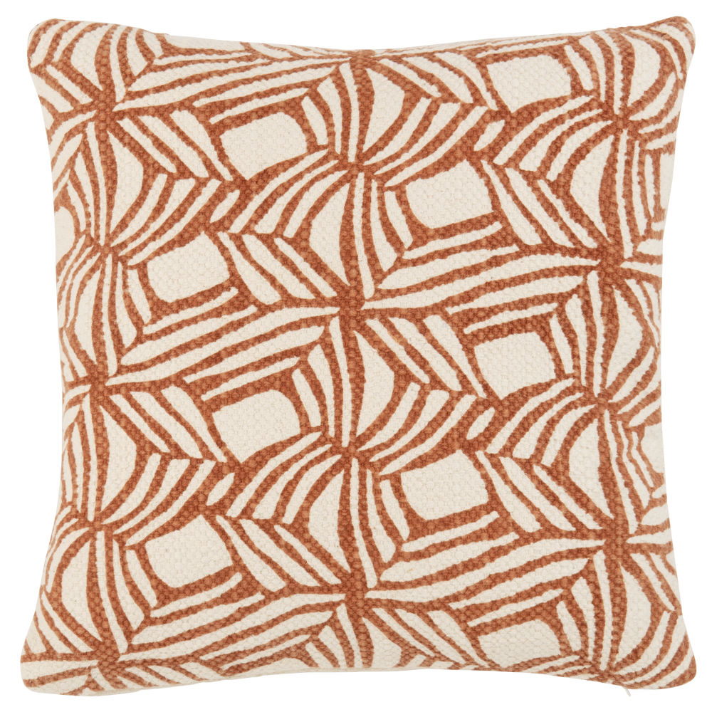 Housse de coussin en coton motifs graphiques marron et écrus 40x40 Housse de coussin en coton motifs graphiques marron et écrus 40x40