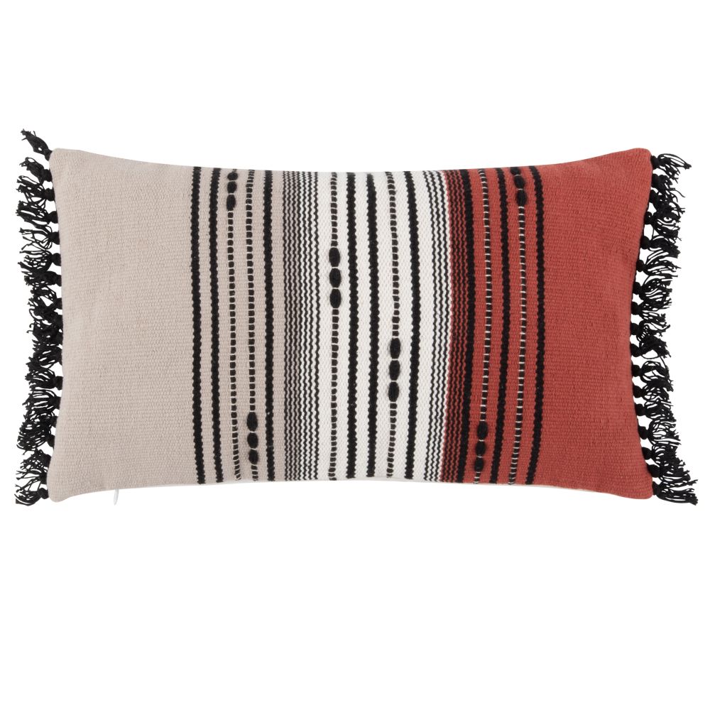 Housse de coussin en coton taupe, blanc, noir et terracotta 30x50