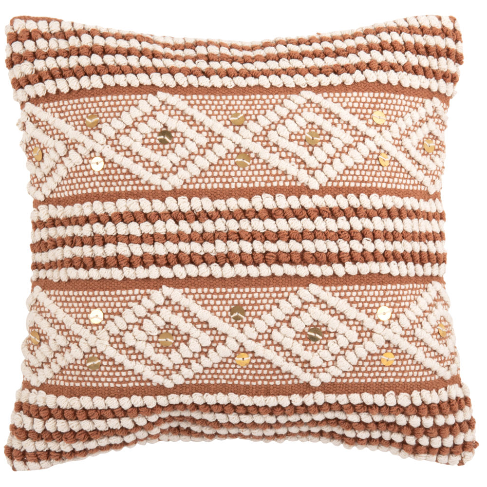 Housse de coussin en coton tissé orange à motifs blancs 40x40 Housse de coussin en coton tissé orange à motifs blancs 40x40