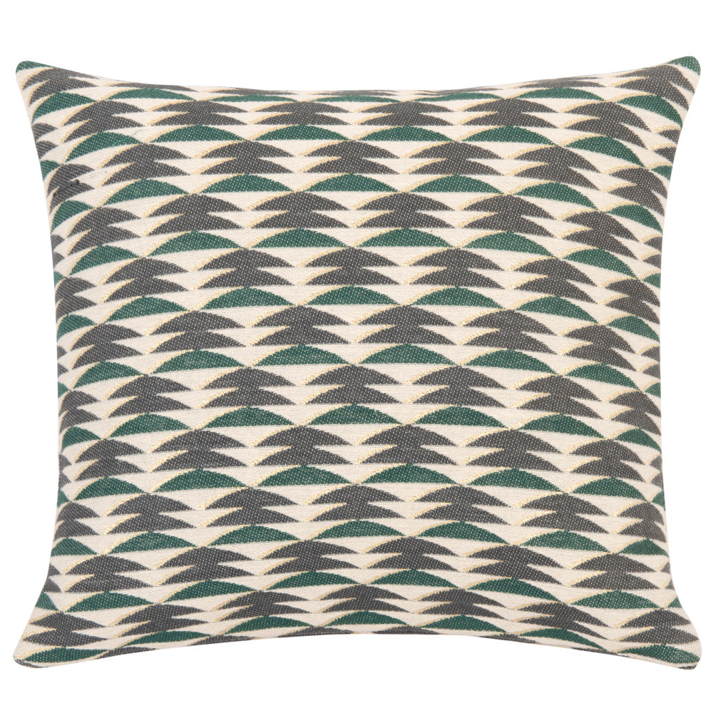 Housse de coussin en coton vert motifs écrus 40x40 Housse de coussin en coton vert motifs écrus 40x40