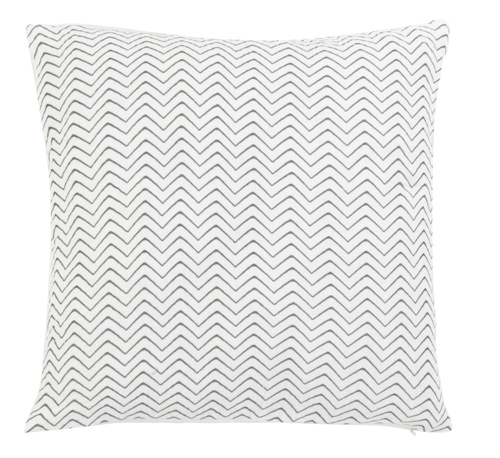 Housse de coussin en gaze de coton blanche et gris anthracite 40x40 Housse de coussin en gaze de coton blanche et gris anthracite 40x40