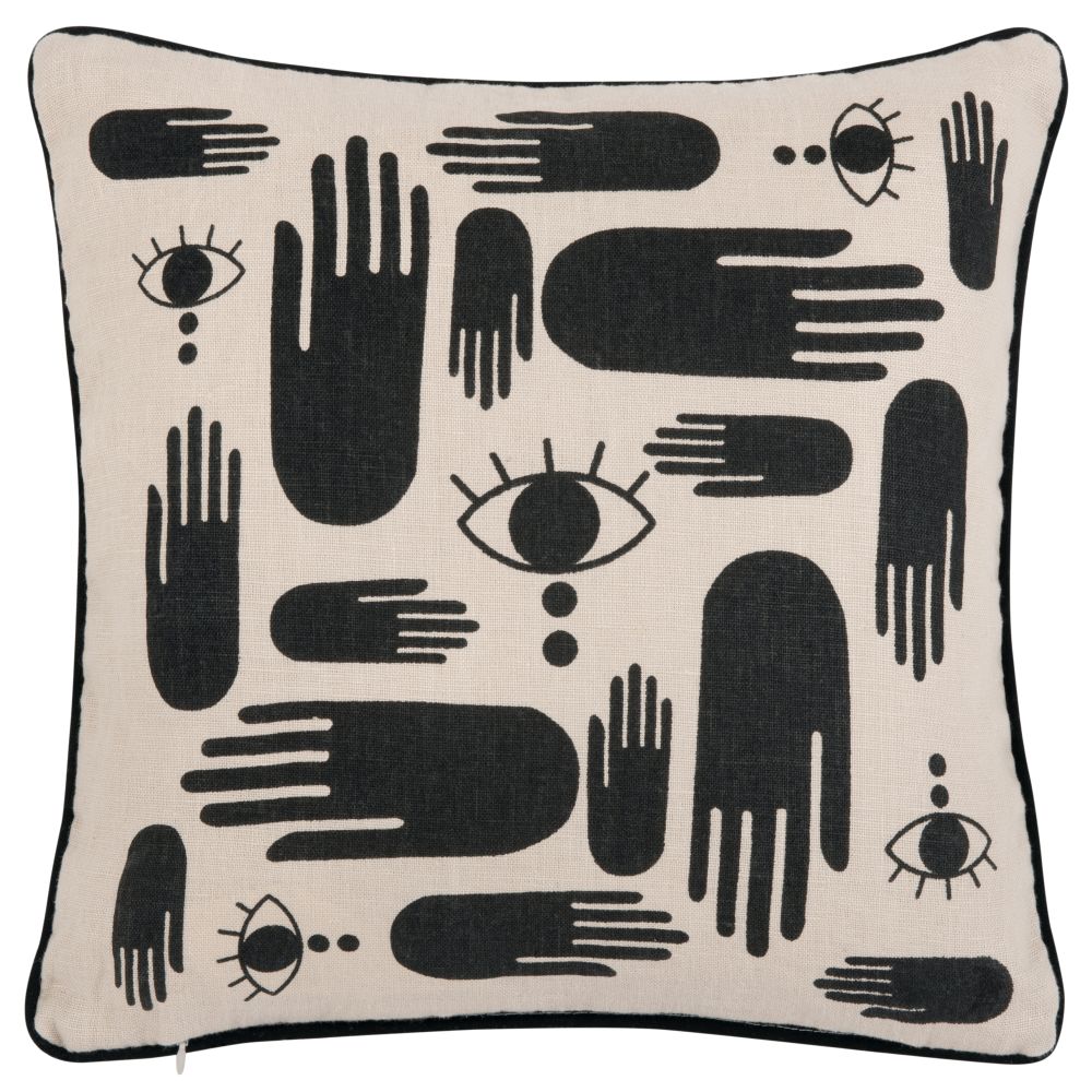 Housse de coussin en lin beige et noir 40x40 Housse de coussin en lin beige et noir 40x40