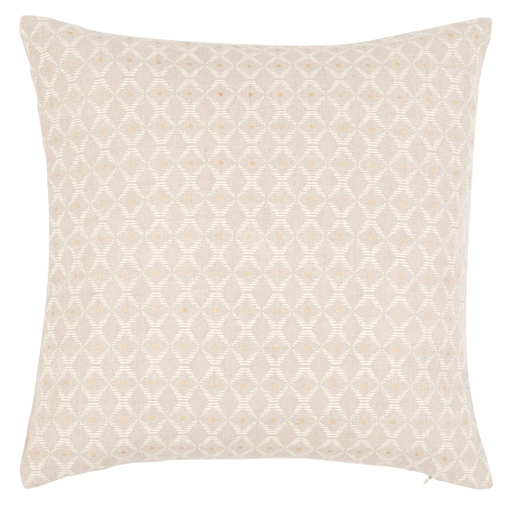 Housse de coussin en lin imprimé beige et écru 40x40 Housse de coussin en lin imprimé beige et écru 40x40