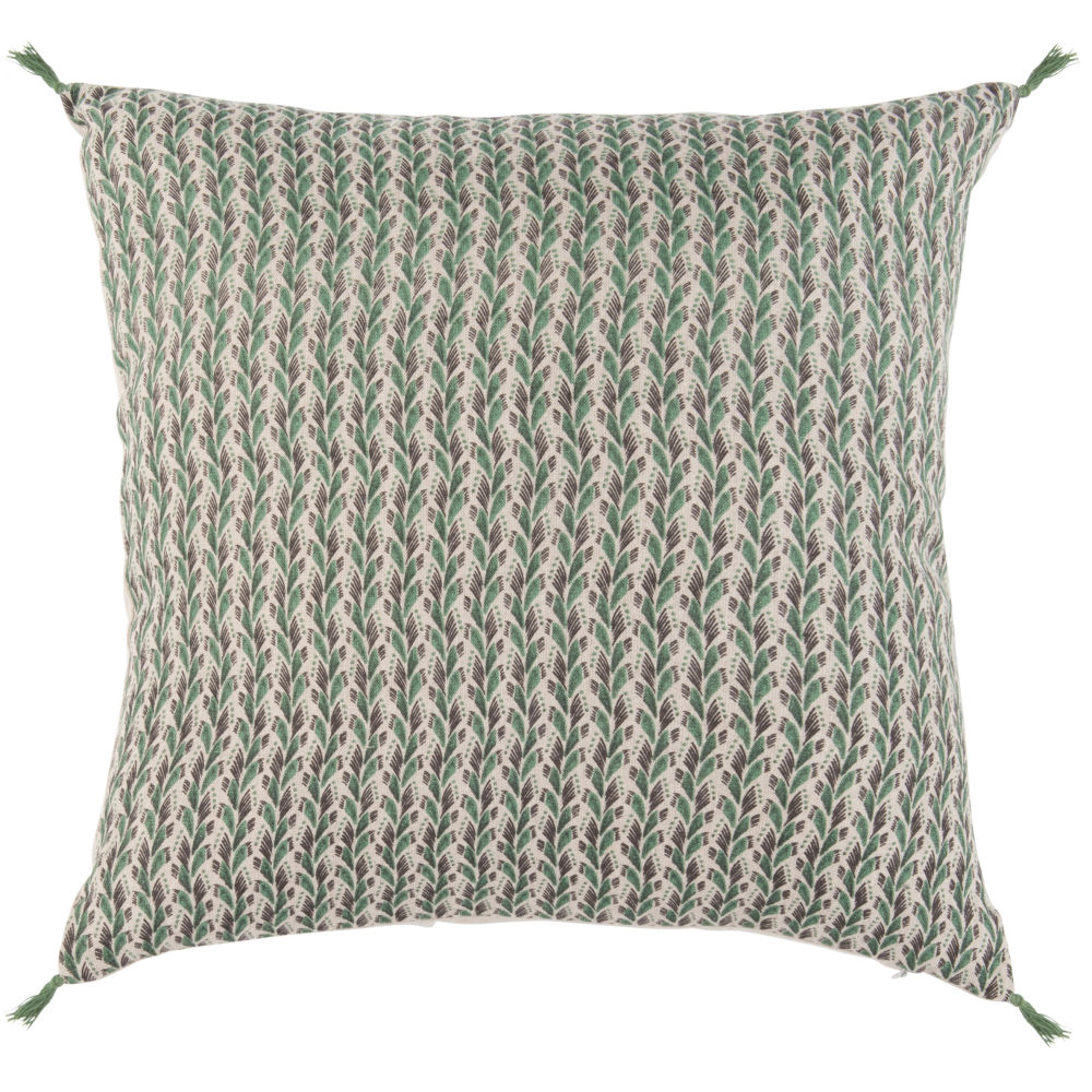 Housse de coussin en lin lavé vert et beige 40x40 Housse de coussin en lin lavé vert et beige 40x40