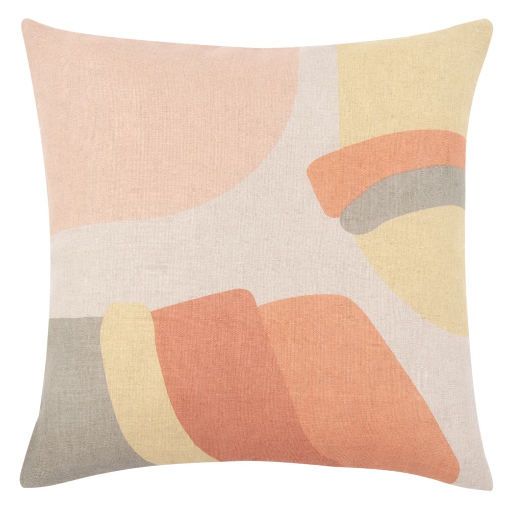 Housse de coussin en lin motifs asymétriques multicolores 40x40