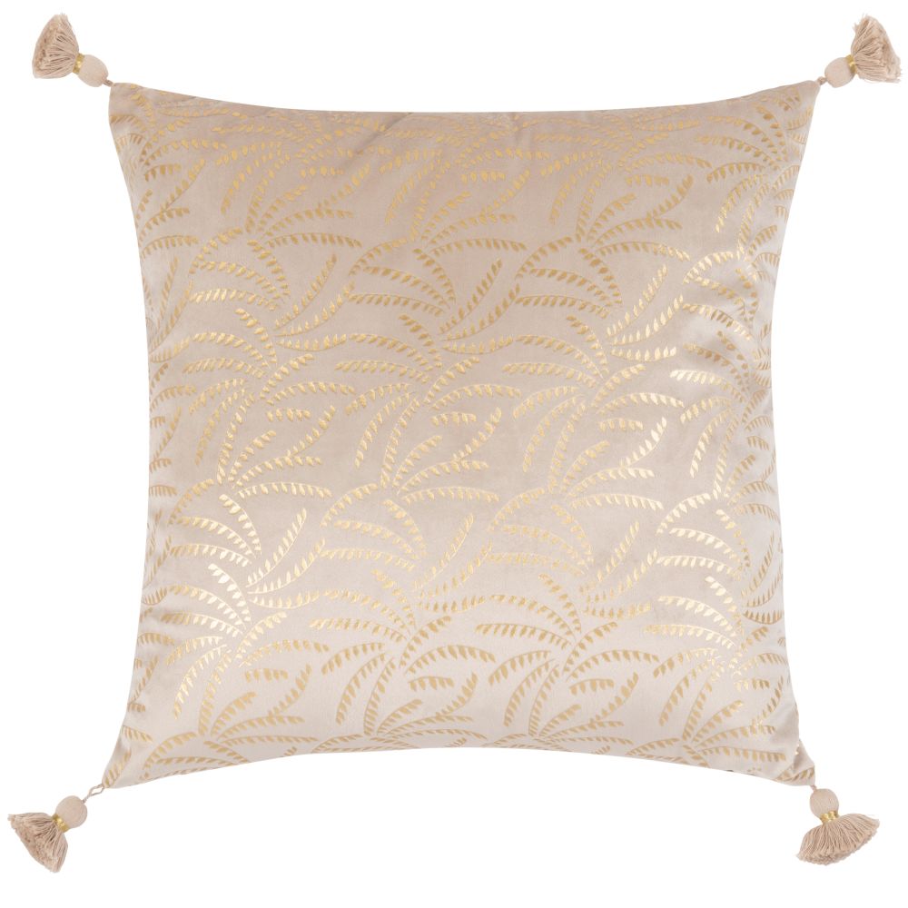 Housse de coussin en velours beige et doré 40x40 (photo) Housse de coussin en velours beige et doré 40x40