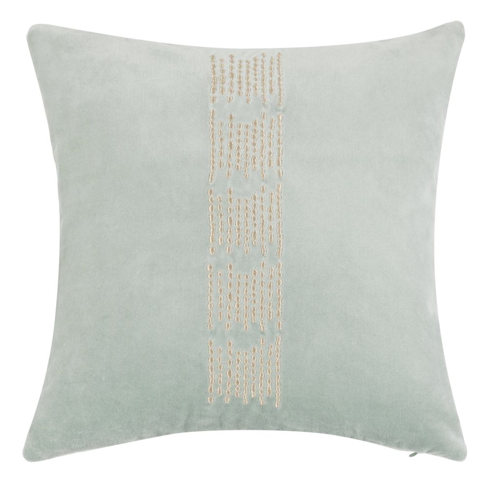 Housse de coussin en velours bleu broderies dorées 40x40 (photo) Housse de coussin en velours bleu broderies dorées 40x40