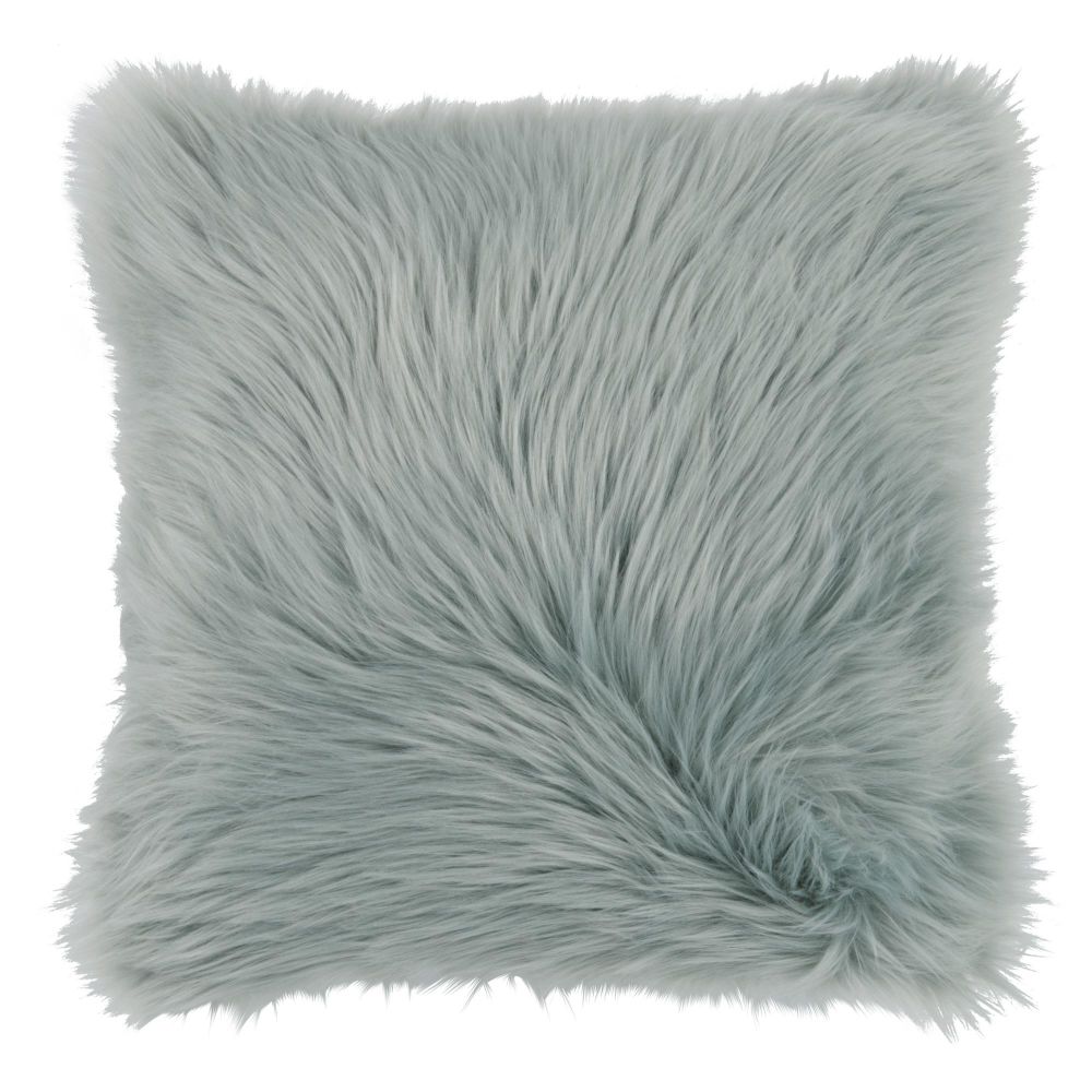Housse de coussin imitation fourrure bleu gris 40x40