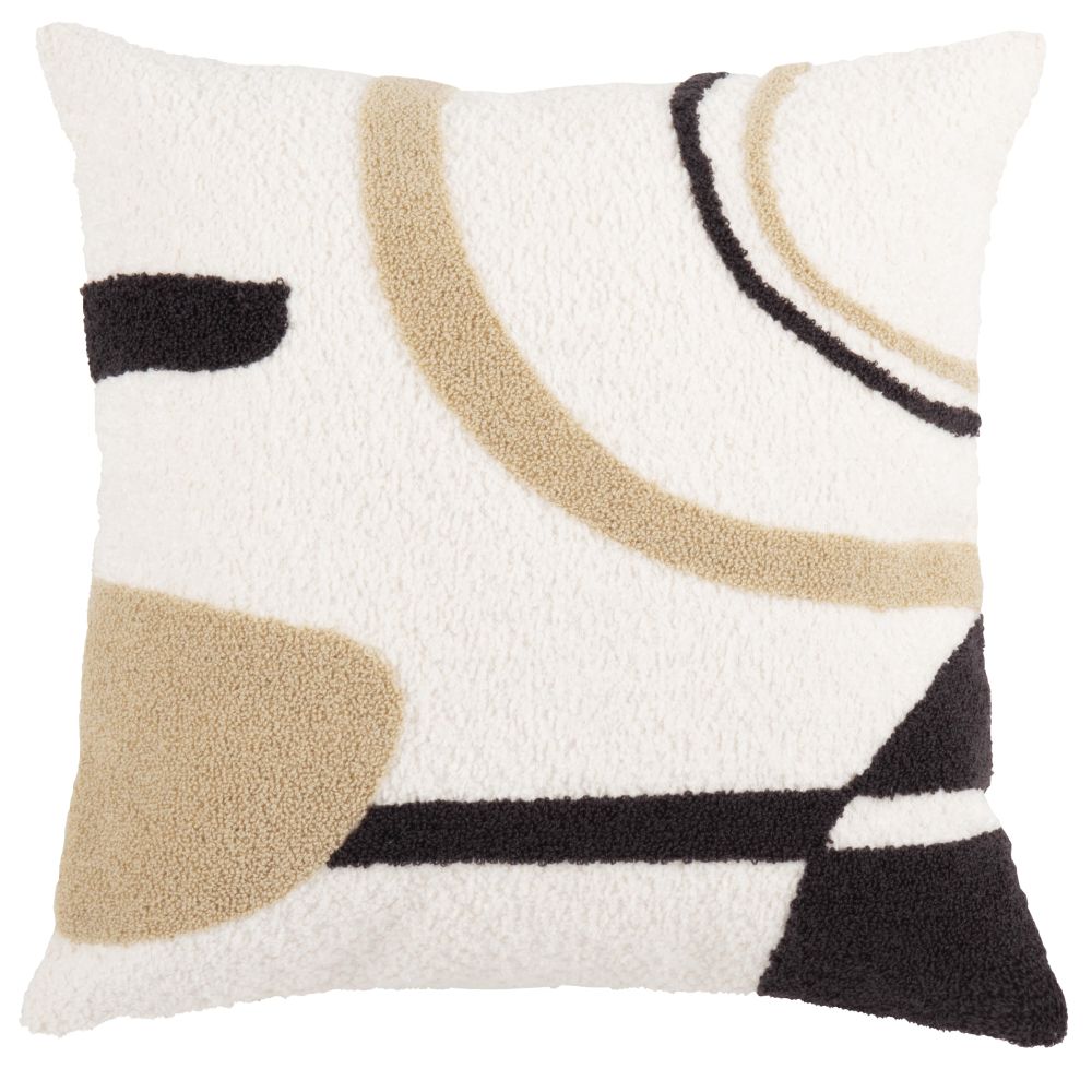 Housse de coussin motifs graphiques beige, écru et gris anthracite 40x40