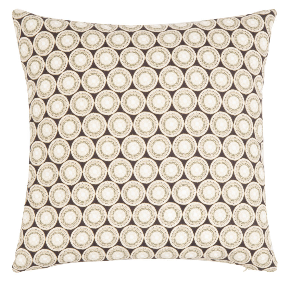 Housse de coussin print en coton bio vert olive et noir 40x40