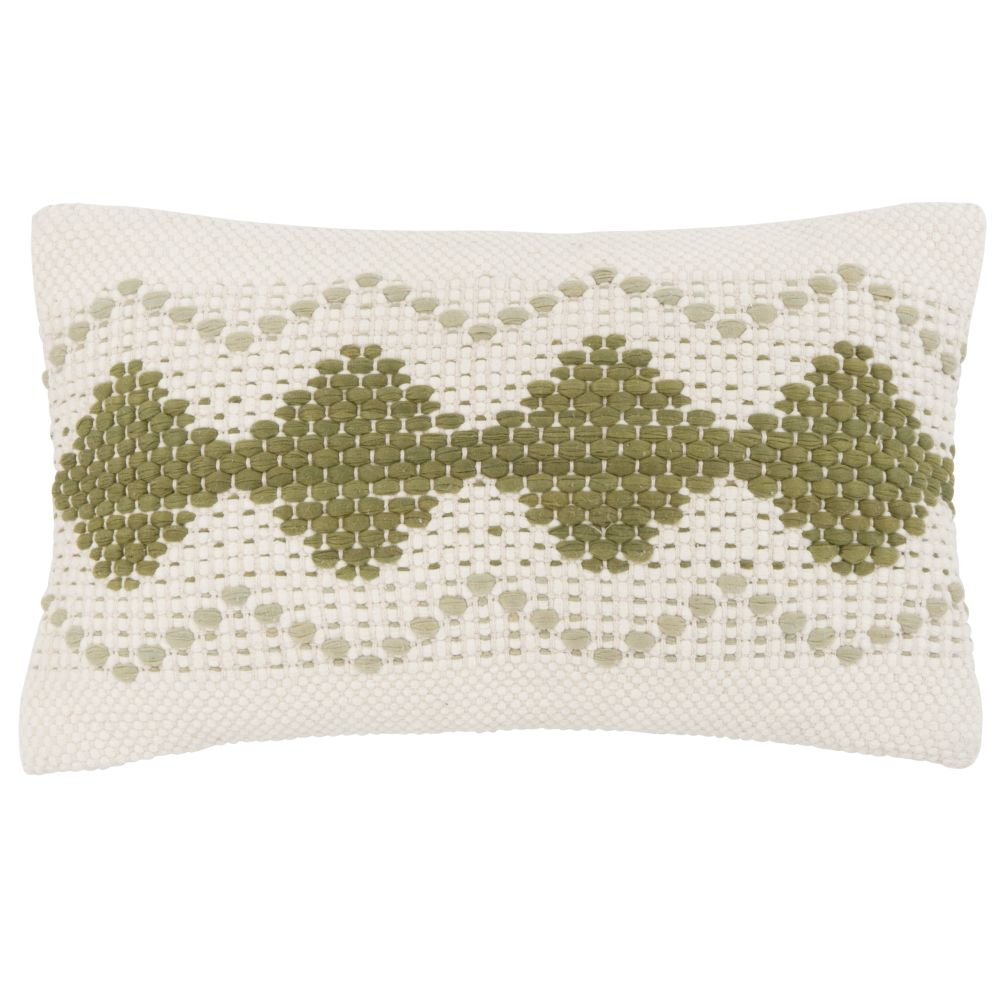 Housse de coussin tissée écrue et vert olive 30x50 Housse de coussin tissée écrue et vert olive 30x50