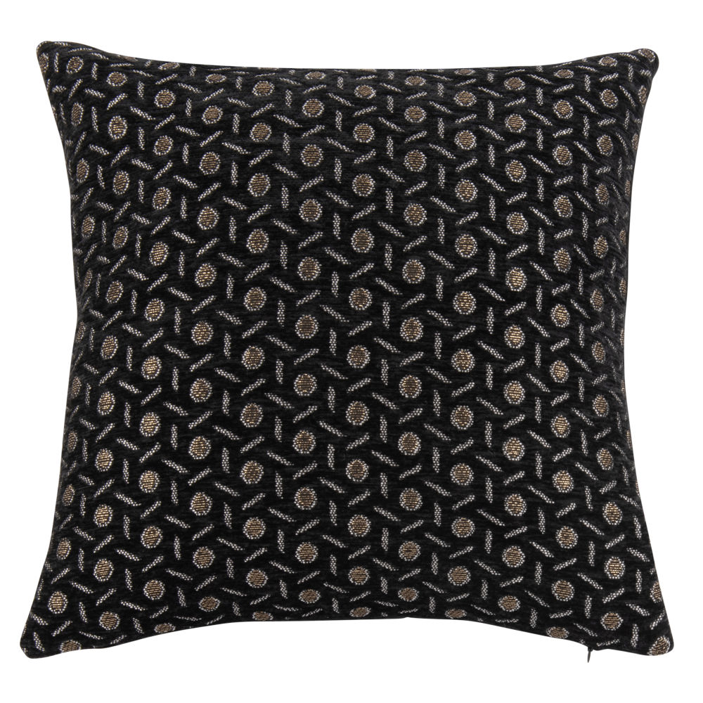 Housse de coussin tissée jacquard dorée et noire 40x40 Housse de coussin tissée jacquard dorée et noire 40x40