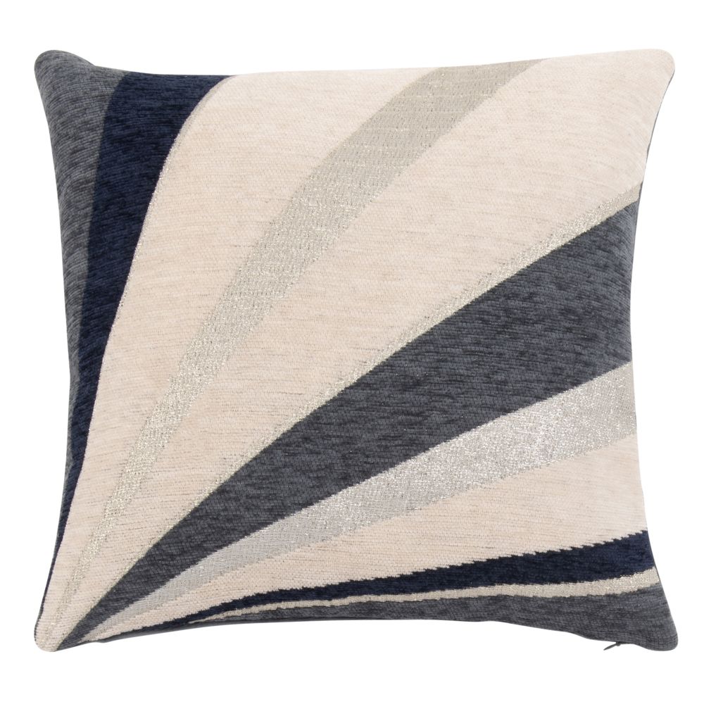 Housse de coussin tissée jacquard écrue, bleue, argentée et dorée 40x40 Housse de coussin tissée jacquard écrue, bleue, argentée et dorée 40x40