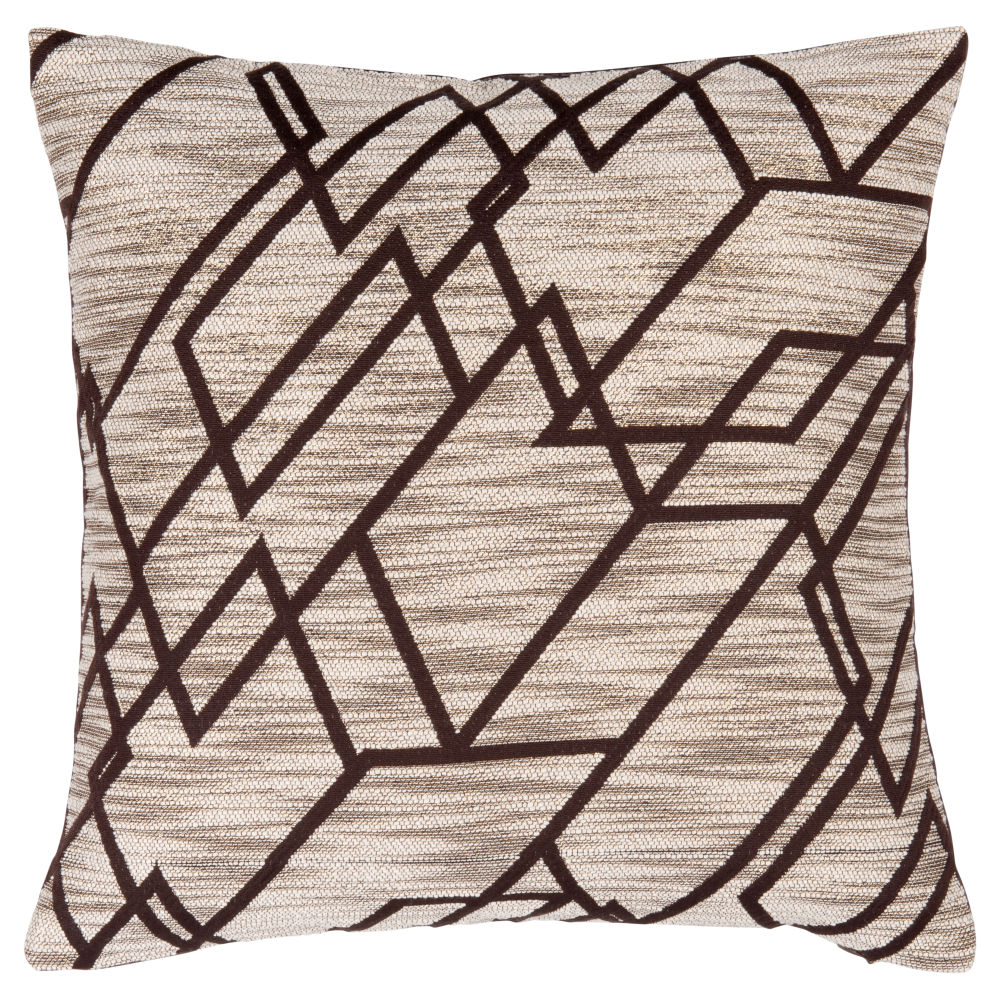 Housse de coussin tissée jacquard et lurex beige, noir et rouge 40x40 Housse de coussin tissée jacquard et lurex beige, noir et rouge 40x40