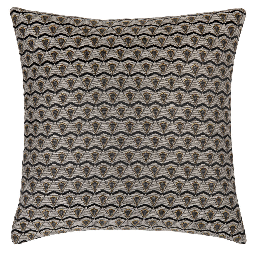 Housse de coussin tissée jacquard grise, caramel et noire 40x40 Housse de coussin tissée jacquard grise, caramel et noire 40x40