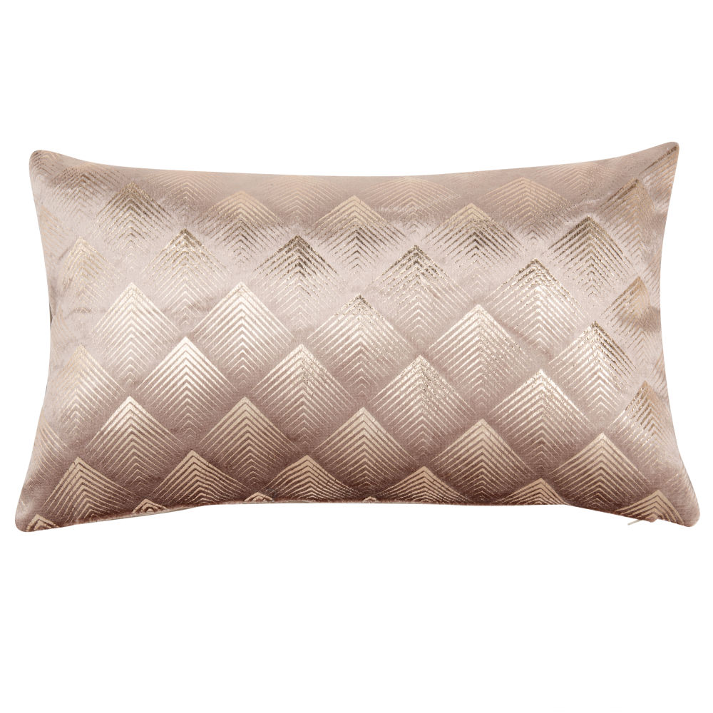 Housse de coussin vieux rose motifs argentés 30x50 Housse de coussin vieux rose motifs argentés 30x50