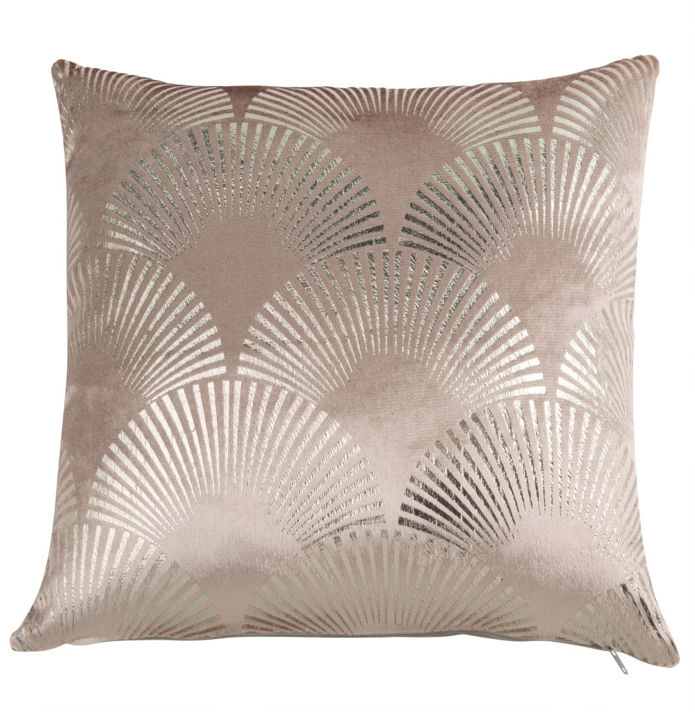 Housse de coussin vieux rose motifs argentés 40x40 Housse de coussin vieux rose motifs argentés 40x40
