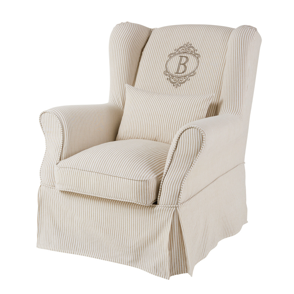 Housse de fauteuil en coton motifs rayures 80x98 Housse de fauteuil en coton motifs rayures 80x98