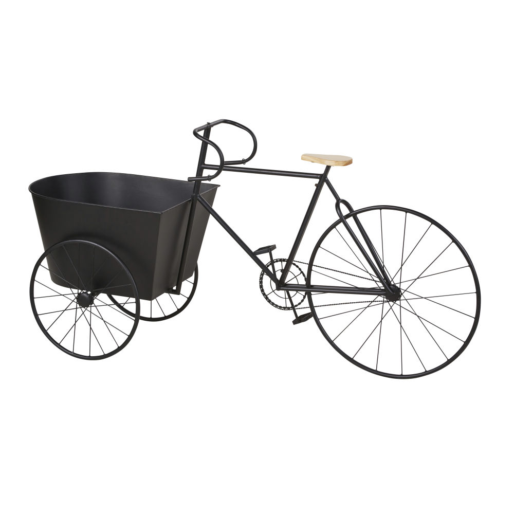 Jardinière vélo en métal noir et bois de sapin