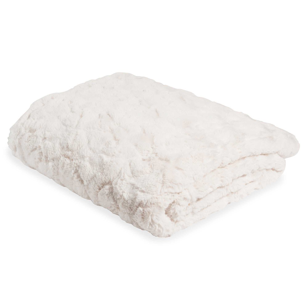 Jeté en fausse fourrure blanche 150 x 180 cm Jeté en fausse fourrure blanche 150 x 180 cm