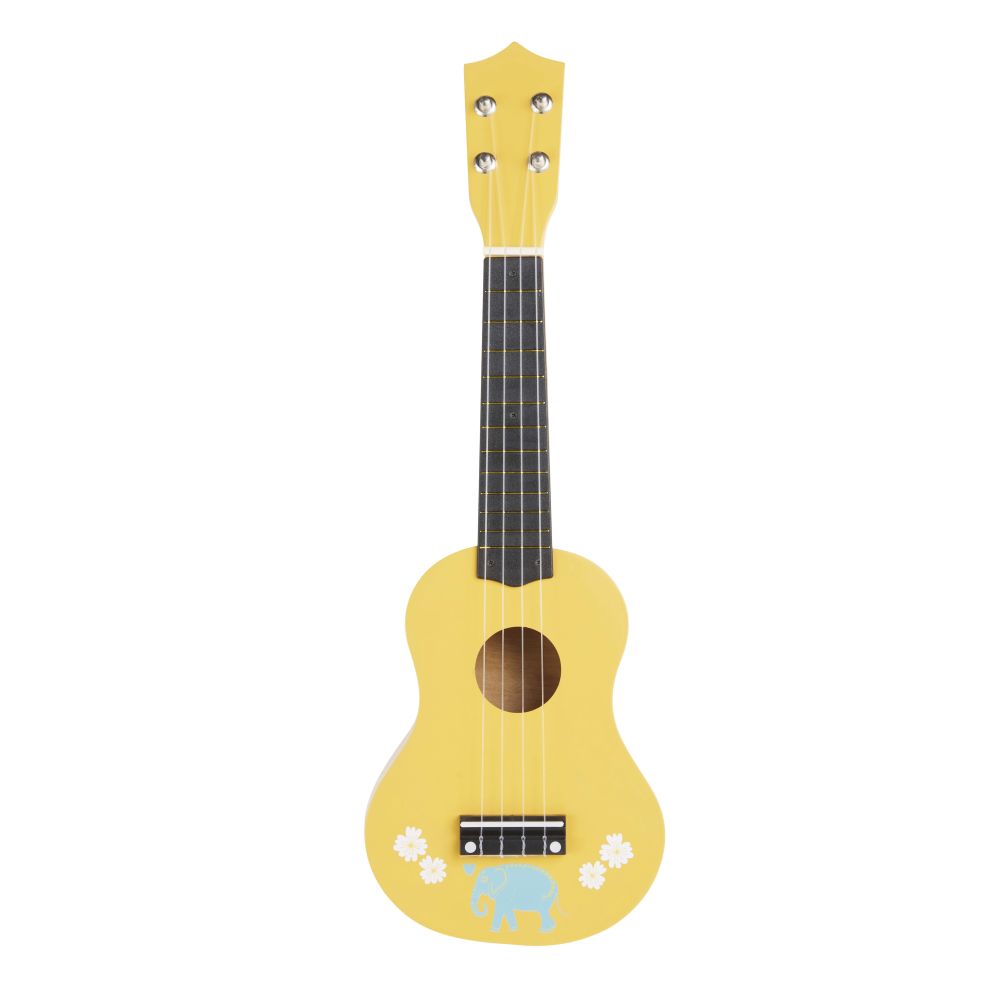 Jouet guitare jaune, bleue et noire