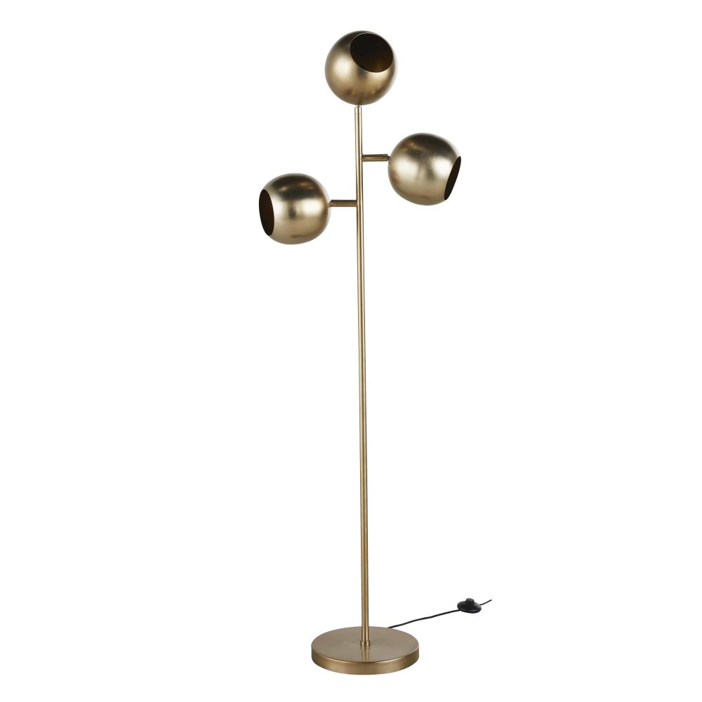 Lampadaire 3 globes en métal doré H160
