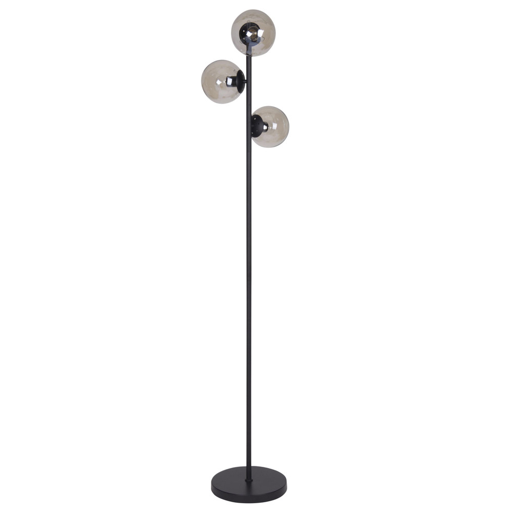 Lampadaire 3 globes en verre et métal noir H168 (photo) Lampadaire 3 globes en verre et métal noir H168