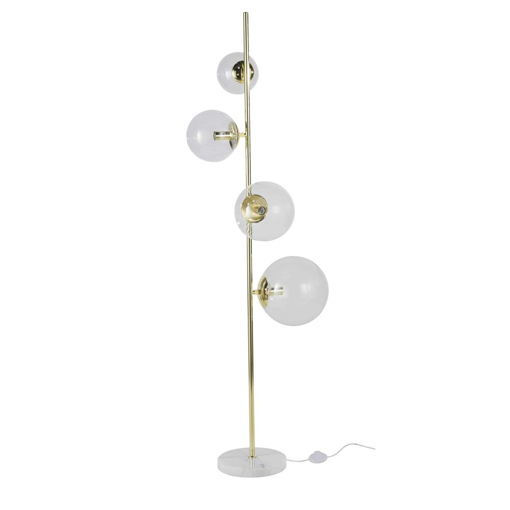 Lampadaire en marbre blanc et globes en verre H160 Lampadaire en marbre blanc et globes en verre H160