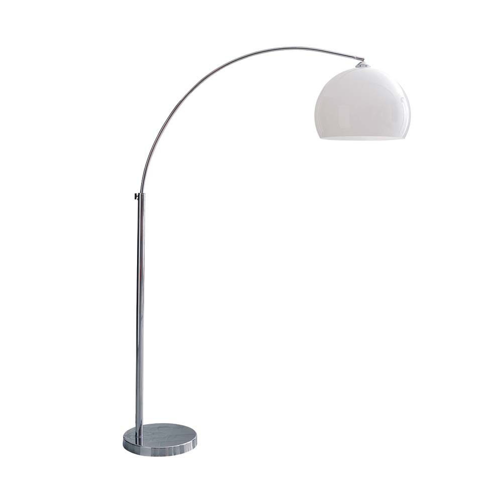 Lampadaire en métal chromé et plastique blanc H 209 cm (photo) Lampadaire en métal chromé et plastique blanc H 209 cm