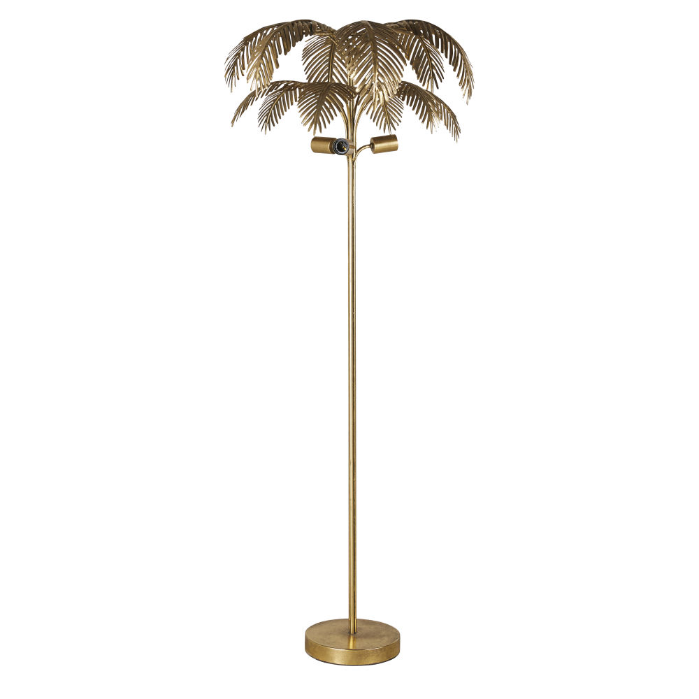 Lampadaire en métal doré découpé feuilles de palmier H164