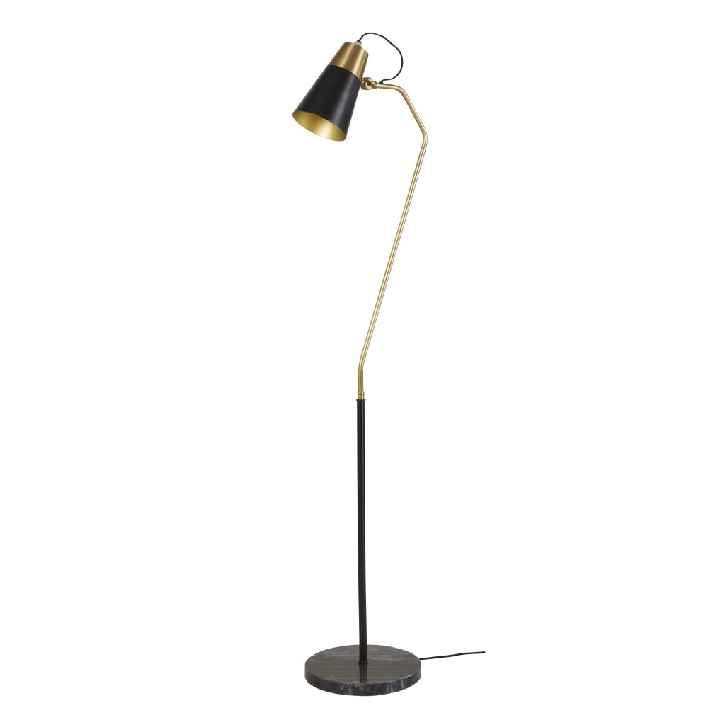 Lampadaire en métal et marbre noirs H152