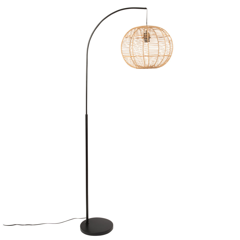 Lampadaire en métal noir et coton beige H166 Lampadaire en métal noir et coton beige H166